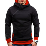 Hoodie Oblique Zipper Solid Color Hoodies