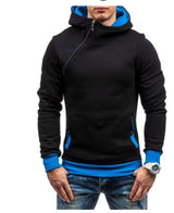 Hoodie Oblique Zipper Solid Color Hoodies