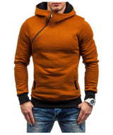 Hoodie Oblique Zipper Solid Color Hoodies