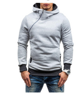 Hoodie Oblique Zipper Solid Color Hoodies