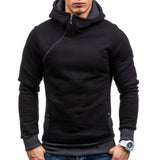 Hoodie Oblique Zipper Solid Color Hoodies