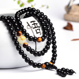 Glowing in the Dark Bracelet, Dragon Black Buddha Beads