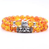 2pcs set unisex ,Lava Stone Prayer Beads Buddha