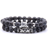 2pcs set unisex ,Lava Stone Prayer Beads Buddha