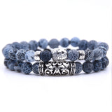 2pcs set unisex ,Lava Stone Prayer Beads Buddha