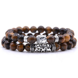 2pcs set unisex ,Lava Stone Prayer Beads Buddha