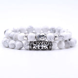 2pcs set unisex ,Lava Stone Prayer Beads Buddha