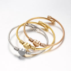 Braided Bracelet Cable Wire Titanium Steel Heart-Shaped Bracelet